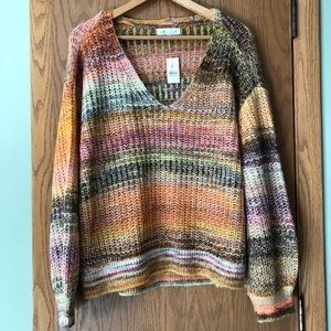 Lou & Grey v-neck knit spiced colorful sweater XL